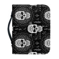 Black And White Wicca Evil Skull Print Leather Bible Cover