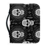 Black And White Wicca Evil Skull Print Leather Bible Cover