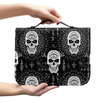 Black And White Wicca Evil Skull Print Leather Bible Cover