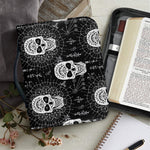 Black And White Wicca Evil Skull Print Leather Bible Cover