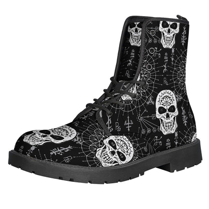 Black And White Wicca Evil Skull Print Backpack