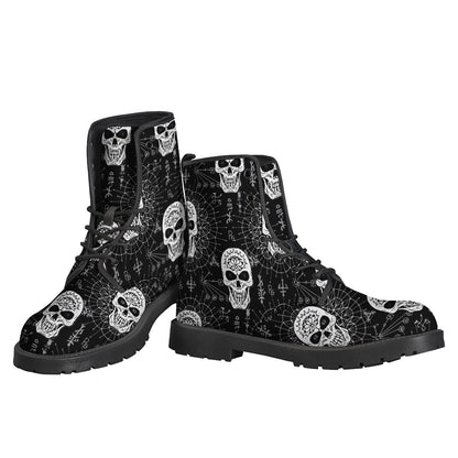 Black And White Wicca Evil Skull Print Backpack