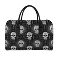 Black And White Wicca Evil Skull Print Leather Duffel Bag