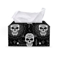 Black And White Wicca Evil Skull Print Leather Tissue Box Cover