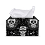 Black And White Wicca Evil Skull Print Leather Tissue Box Cover