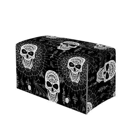 Black And White Wicca Evil Skull Print Leather Tissue Box Cover