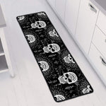 Black And White Wicca Evil Skull Print Long Kitchen Mat