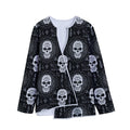 Black And White Wicca Evil Skull Print Long Sleeve Short Coat