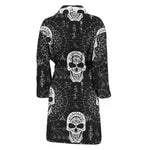 Black And White Wicca Evil Skull Print Men's Bathrobe