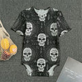 Black And White Wicca Evil Skull Print Men's Bodysuit