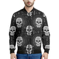 Black And White Wicca Evil Skull Print Men's Bomber Jacket