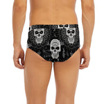 Black And White Wicca Evil Skull Print Men's Briefs