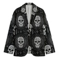 Black And White Wicca Evil Skull Print Men's Cotton Blazer