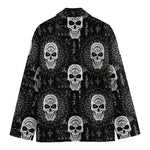 Black And White Wicca Evil Skull Print Men's Cotton Blazer