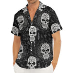 Black And White Wicca Evil Skull Print Men's Deep V-Neck Shirt