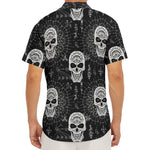 Black And White Wicca Evil Skull Print Men's Deep V-Neck Shirt