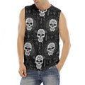 Black And White Wicca Evil Skull Print Men's Fitness Tank Top