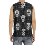 Black And White Wicca Evil Skull Print Men's Fitness Tank Top