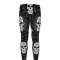 Black And White Wicca Evil Skull Print Men's Leggings