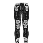 Black And White Wicca Evil Skull Print Men's leggings