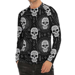 Black And White Wicca Evil Skull Print Men's Long Sleeve Rash Guard
