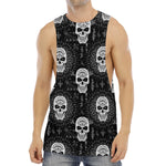 Black And White Wicca Evil Skull Print Men's Muscle Tank Top