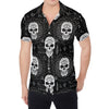 Black And White Wicca Evil Skull Print Men's Shirt