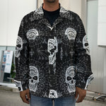 Black And White Wicca Evil Skull Print Men's Shirt Jacket