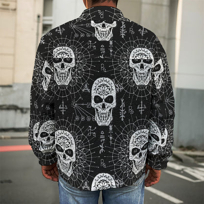 Black And White Wicca Evil Skull Print Men's Shirt Jacket