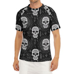 Black And White Wicca Evil Skull Print Men's Short Sleeve Rash Guard
