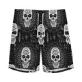 Black And White Wicca Evil Skull Print Men's Athletic Shorts