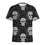 Black And White Wicca Evil Skull Print Men's Sports T-Shirt