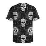 Black And White Wicca Evil Skull Print Men's Sports T-Shirt