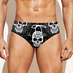 Black And White Wicca Evil Skull Print Men's Swim Briefs