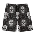 Black And White Wicca Evil Skull Print Men's Swim Trunks