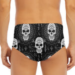 Black And White Wicca Evil Skull Print Men's Triangle Swim Briefs