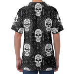 Black And White Wicca Evil Skull Print Men's Velvet T-Shirt