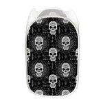 Black And White Wicca Evil Skull Print Mesh Laundry Hamper