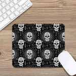 Black And White Wicca Evil Skull Print Mouse Pad