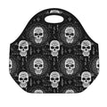 Black And White Wicca Evil Skull Print Neoprene Lunch Bag