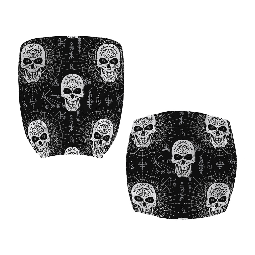 Black And White Wicca Evil Skull Print Office Chair Cover