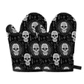 Black And White Wicca Evil Skull Print Oven Mitts