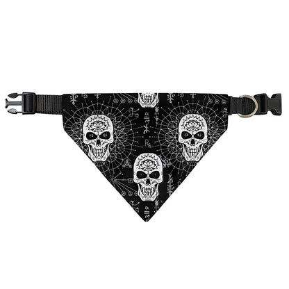 Black And White Wicca Evil Skull Print Over The Collar Dog Bandana
