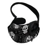 Black And White Wicca Evil Skull Print Pet Sling Carrier