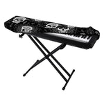Black And White Wicca Evil Skull Print Piano Keyboard Cover