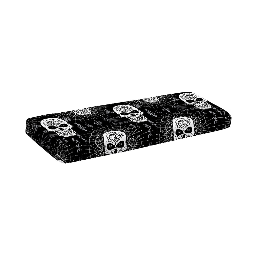 Black And White Wicca Evil Skull Print Piano Keyboard Cover