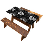 Black And White Wicca Evil Skull Print Picnic Table Cover