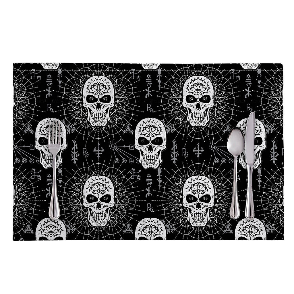 Black And White Wicca Evil Skull Print Placemat