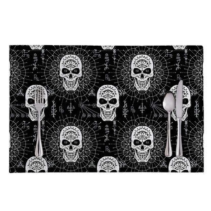 Black And White Wicca Evil Skull Print Placemat