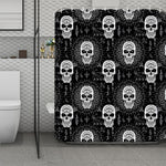 Black And White Wicca Evil Skull Print Polyester Shower Curtain